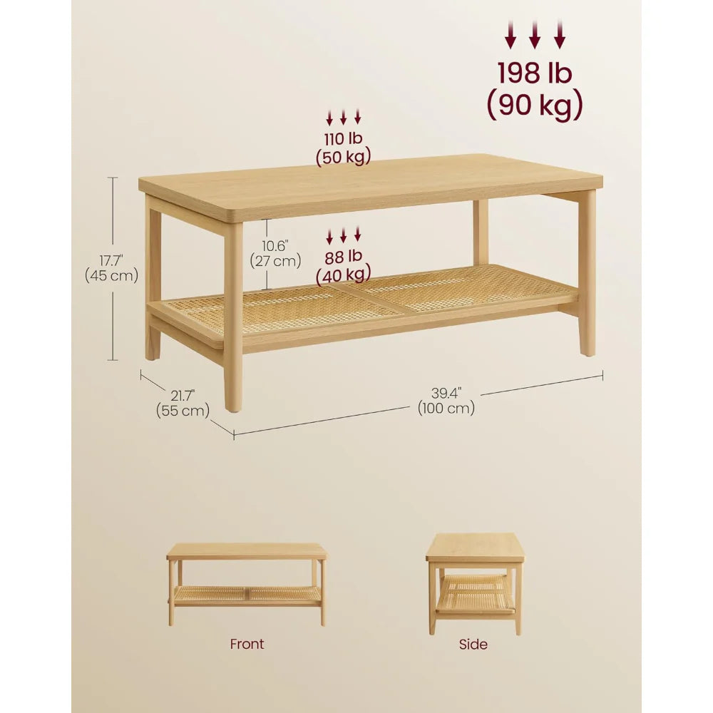 Mesa De Centro Rectangular Estilo Ratan