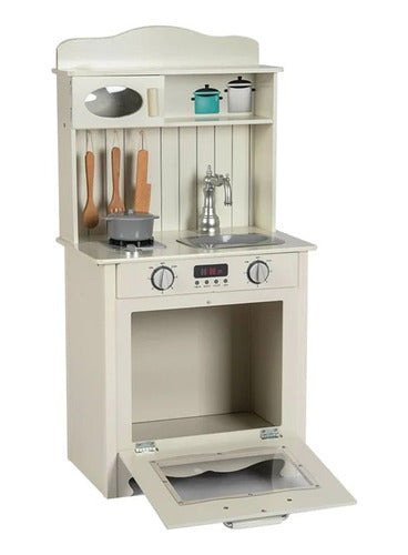 Cocina De Madera Vintage Para Niños Con Accesorios 91 Cm