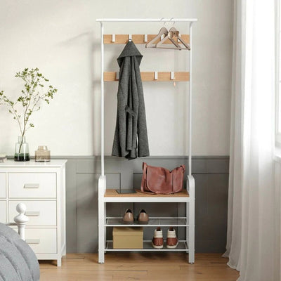 Mueble Recibidor Perchero Blanco Estilo Industrial