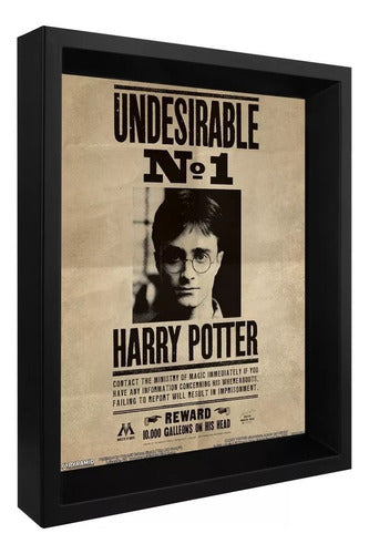 Cuadro Poster 3d  Harry Potter Oficial Marco Madera Negra - Spacemarket