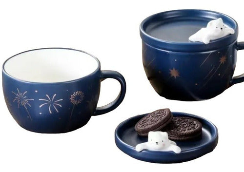 Taza Mug Oso + Plato Galletas Kawaii