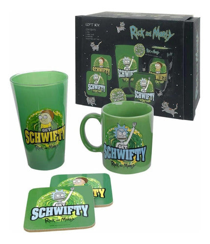 Set Regalo Taza Mug + Vaso + Posavasos Rick And Morty - Spacemarket