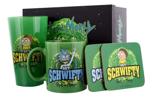 Set Regalo Taza Mug + Vaso + Posavasos Rick And Morty - Spacemarket