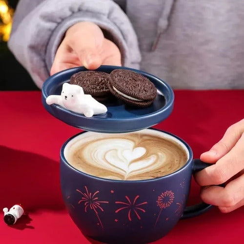 Taza Mug Oso + Plato Galletas Kawaii