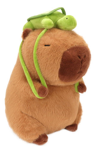 Peluche Capibara Felpa Grande 35 Cm Con Mochila Tortuga